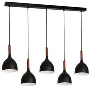 Lampadario a sospensione con filo NOAK WOOD 5xE27/60W/230V nero/legno scuro