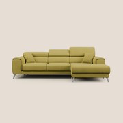 Fusion Divano angolare con sedute scorrevoli in tessuto morbido smacchiabile T05 giallo