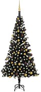 Albero di Natale Preilluminato con Palline Nero in PVC, Albero di Natale Preilluminato con Palline Nero 210 cm PVC II