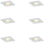 Set di 6 faretti da incasso arrotondati bianchi GU10 50mm orientabili e inclinabili IP44 - Alberto
