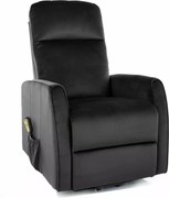 Poltrona reclinabile elettrica Leto Velvet con funzione alzapersona – 68x90/165x107 cm – nero