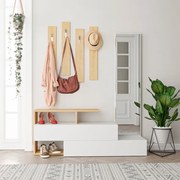 Mobile ingresso con scarpiera e specchio Ramda bianco e rovere