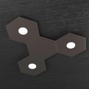 Plafoniera Moderna 4 Moduli Hexagon Metallo Marrone 3 Luci Led 12X3W