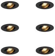 Set di 6 Faretti da Incasso Moderni Neri - Rondoo