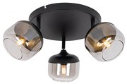 Faretto di design nero con vetro oro e fumé 3 luci rotondo - Kyan