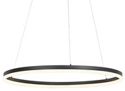 Lampada a sospensione di design nera 80 cm con LED dimmerabile a 3 livelli - Anello