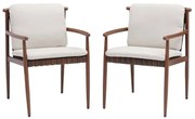 Poltrona da giardino con cuscino beige e braccioli Retro NATERIAL, struttura in alluminio marrone seduta in rattan sintetico marrone, L 60 x H 82.5 x P 66 cm, set da 2 pezzi