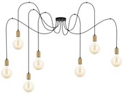 Lampadario a sospensione con filo MIROS 7xE27/60W/230V ragno nero/oro