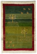 Gabbeh Tappeto 120x80 Verde (Iran) Annodato A Mano