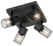 Faretto da soffitto industriale nero 4 luci orientabili - Jim