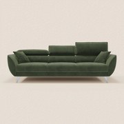 Michelangelo 4 Posti – Divano con 3 sedute estensibili e poggiatesta reclinabili in elegante tessuto vellutino smacchiabile T30