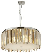Lampadario Contemporaneo Clarissa Acciaio Cromo Vetro Bianco 5 Luci E14
