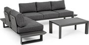 Salotto Angolare Da Esterno In Alluminio Con Cuscini E Tavolino Konnor Antracite Bizzotto
