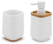 Set accessori bagno dispenser e portaspazzolini d’appoggio in abs bianco Wave