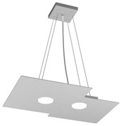 Sospensione Moderna Rettangolare Plate Metallo Grigio 2 Luci Gx53