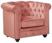 Poltrona CHESTERFIELD in velluto  Rosa cipria