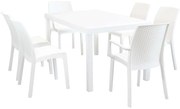 CALIGOLA - set tavolo in resina effetto rattan cm 150 x 90 x 74 h con 4 sedie e 2 poltrone Alma