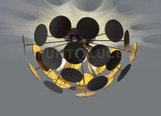 Discalgo plafoniera sfera tondi metallo nero opaco + oro d. 54cm 3 ...