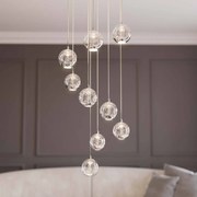 Lampada a sospensione in vetro Hayley Lucande, Cromo / Argento, Soggiorno / Sala da pranzo, Vetro, Design, Lampada a sospensione
