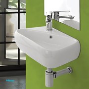 Lavabo Sospeso In Ceramica Bianco Lucido Da 45 cm