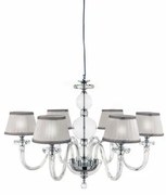 Lampadario in vetro bach 6 luci lp.bach-6cp-cr cromato con paralumi