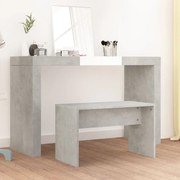 Sgabello toeletta grigio cemento 70x35x45 cm legno multistrato