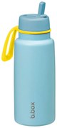 Bottiglia termica in acciaio inox con cannuccia 1l - blu chiaro/giallo