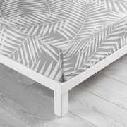 Lenzuolo in cotone elasticizzato bianco-grigio 160x200 cm Botania - douceur d'intérieur