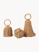 Set di 3 addobbi di Natale in rattan Bell