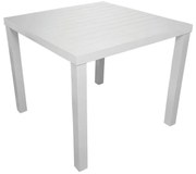 Tavolo da pranzo per giardino Sandy in alluminio con piano in teak bianco per 4 persone 80x80cm
