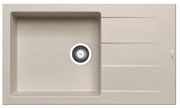 Lavello integrato 1 vasca con gocciolatoio laterale destro o sinistro PYRAMIS Athlos L 86 x L 50 cm beige