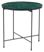 Tavolino rotondo in ceramica verde scuro e metallo nero D50 cm KOTTA