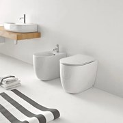 Sanitari Filo Muro Vaso WC + Bidet + Sedile Nolita 55 NORIM Kerasan Bianchi