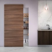 Porta scorrevole Space Cacao Tonda in legno marrone, L 101 x H 230 cm, con binario Invisibile Destra