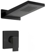 Set doccia incasso nero opaco Kubo soffione a sbalzo inox 22x50 cm