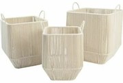 Set di Cestini DKD Home Decor Beige Metallo Cotone (3 Pezzi) (37 x 37 x 45 cm)