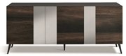 Madia 180 cm in legno Rovere Termico 3 ante con specchio 5 piedini - ROMEO
