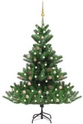 Albero Natale Artificiale Nordmann con LED e Palline Verde, Albero Natale Artificiale Nordmann LED Palline Verde 120 cm