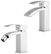 Set miscelatore lavabo e bidet in ottone cromato Mariani linea Marte