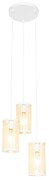 Lampada a sospensione orientale bianca con rattan 3 luci rotonda - Akira