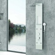 Kamalu - Colonna idromassaggio in PVC e vetro temperato con mensola integrata | Kaman-8800