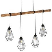 Lindby - Eldarion 4 Lampada a Sospensione Nero/Quercia Lindby