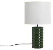 Lampada da tavolo in ceramica smaltata verde scuro e paralume écru H53 cm BERRO