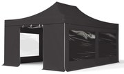 TOOLPORT 4x6m gazebo pieghevole PVC ignifugo con laterali (finestre panoramiche), PROFESSIONAL alluminio, nero - (582032)