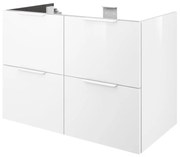 Mobile da bagno sotto lavabo Neo bianco laccato lucido L 90 x H 64 x P 48 cm 4 cassetti, lavabo non incluso