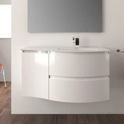 Mobile bagno con lavabo L 104 x H 55 x P 52 cm bianco lucido 2 cassetti per vasca a destra Vague