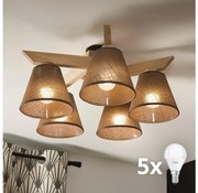 Brilagi - LED Lampadario a plafone ANTHONY 5xE14/40W/230V quercia/marrone