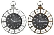 Orologio da Parete DKD Home Decor 60 x 6,5 x 78 cm Cristallo Argentato Nero Dorato Ferro (2 Unità)