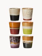 Set di 6 tazze senza manico fatte a mano con smalto reattivo 70's