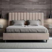 Letto matrimoniale contenitore imbottito 160x190 similpelle tortora Agueda